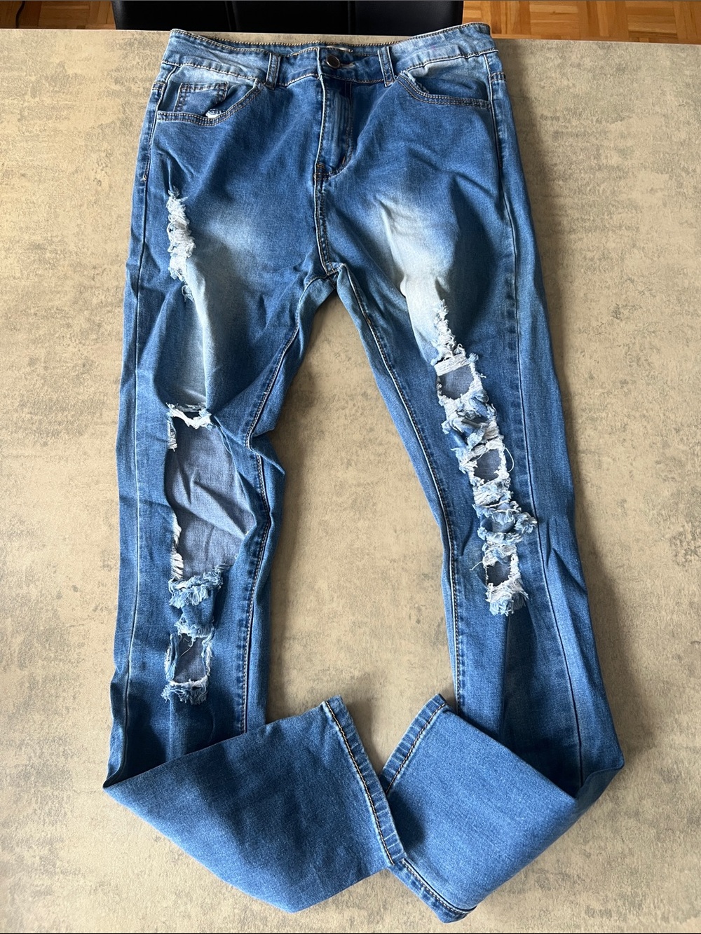 Women's Distressed Blue Ripped Jeans